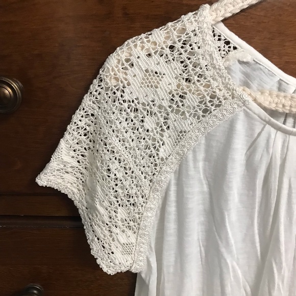 Lucky Brand ⚜️ Open Knit Cap Sleeve Heathered Top - Picture 5 of 12